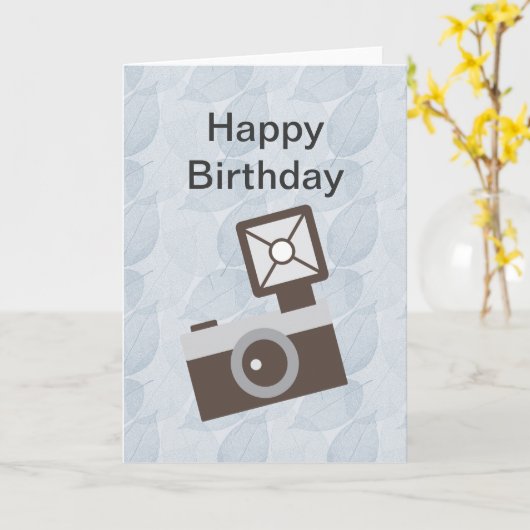 Cartoon  Camera Verjaardag Kaart (Gele Bloem)