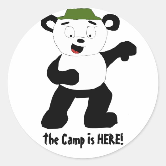 Cartoon Camp Panda Ronde Sticker (Voorkant)