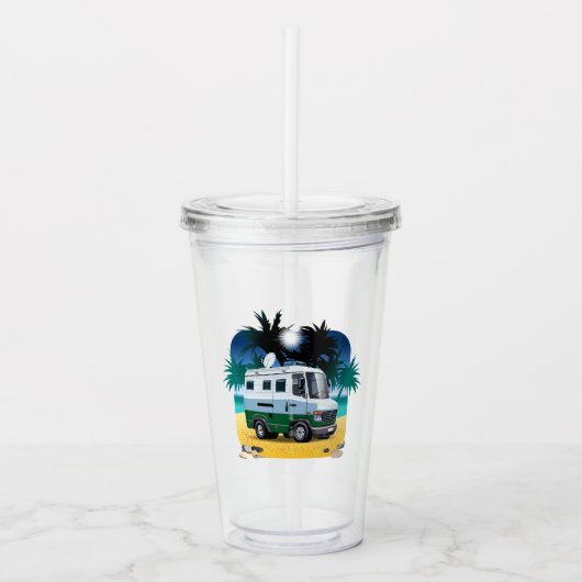 Cartoon Camper Acryl Drinkbeker (Voorkant)