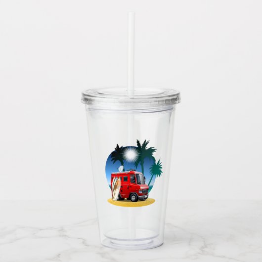 Cartoon Camper Acryl Drinkbeker (Voorkant)