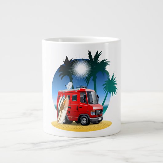 Cartoon Camper Grote Koffiekop (Voorkant)