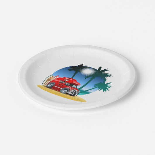 Cartoon Camper Papieren Bordje (Gekanteld)