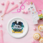 Cartoon Camper Papieren Bordje (Feest)