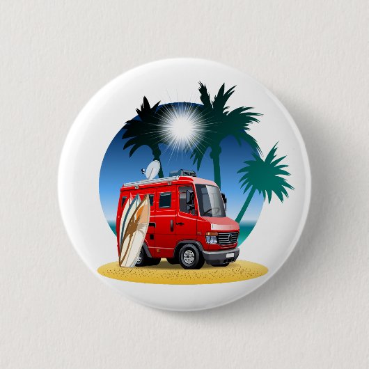 Cartoon Camper Ronde Button 5,7 Cm (Voorkant)
