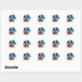 Cartoon Camper Ronde Sticker (Vel)