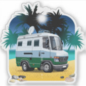 Cartoon Camper Sticker (Voorkant)