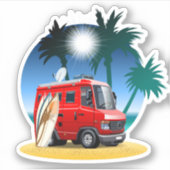 Cartoon Camper Sticker (Voorkant)