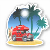 Cartoon Camper Sticker (Voorkant)