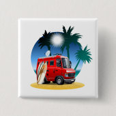 Cartoon Camper Vierkante Button 5,1 Cm (Voorkant)