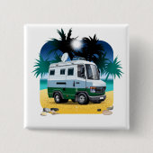 Cartoon Camper Vierkante Button 5,1 Cm (Voorkant)