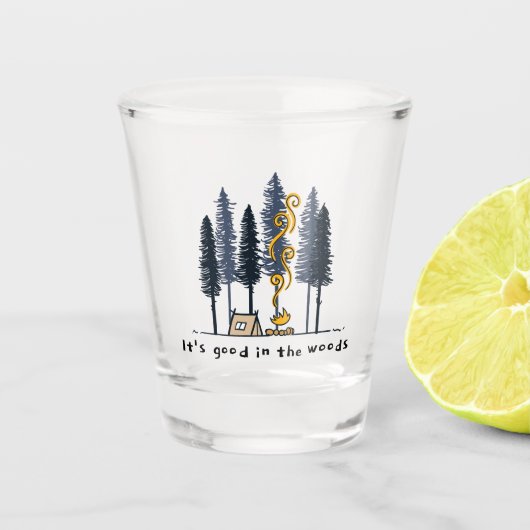 Cartoon Camping Shot Glas (Voorkant)