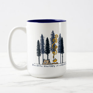 Cartoon Camping Tweekleurige Koffiemok