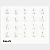 Cartoon Candle Holiday Candlestick Design Ronde Sticker (Vel)