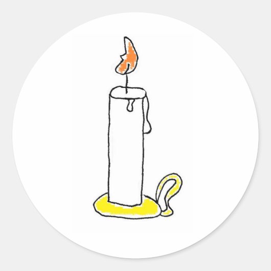 Cartoon Candle Holiday Candlestick Design Ronde Sticker (Voorkant)