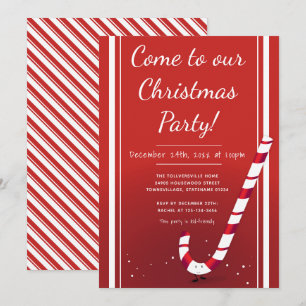 Cartoon Candy Cane Uitnodiging voor kerstfeest