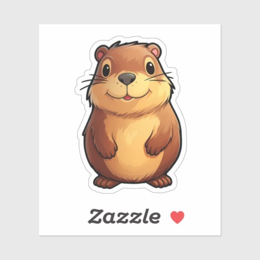 Cartoon capybara illustratie sticker (Vel)