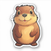 Cartoon capybara illustratie sticker (Voorkant)