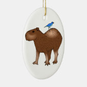 Cartoon Capybara met Blue Bird op zijn rug Keramisch Ornament (Rechts)