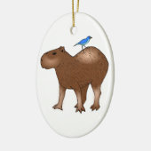 Cartoon Capybara met Blue Bird op zijn rug Keramisch Ornament (Links)