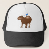 Cartoon Capybara met Blue Bird op zijn rug Trucker Pet (Voorkant)