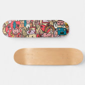 Cartoon Caracter Hand Drawn Toss Pattern Kinder Persoonlijk Skateboard (Horizontaal)