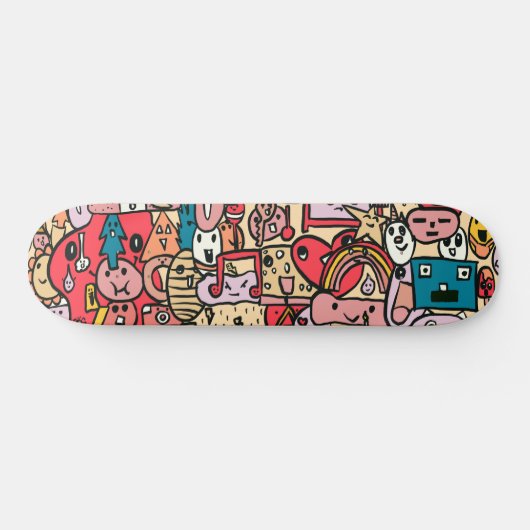 Cartoon Caracter Hand Drawn Toss Pattern Kinder Persoonlijk Skateboard (Horizontaal)