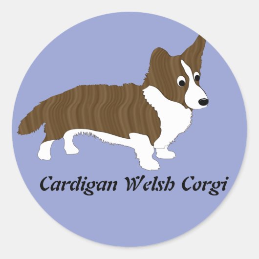 Cartoon Cardigan Welsh Corgi (Brindle) Ronde Sticker (Voorkant)
