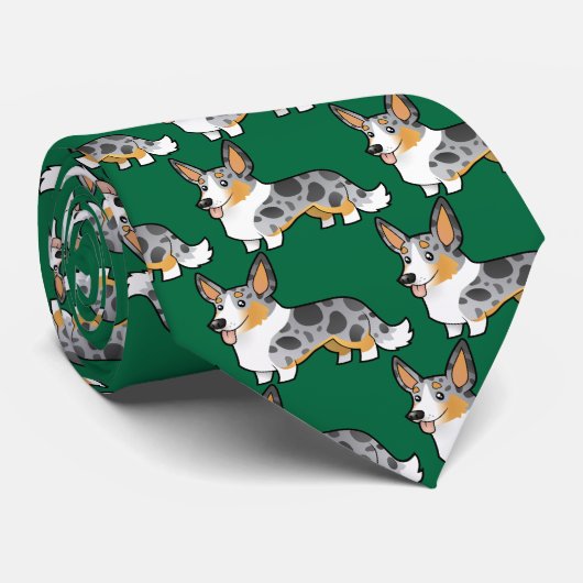 Cartoon Cardigan Welsh Corgi Stropdas (Opgerold)