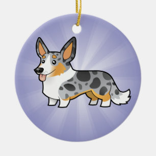 Cartoon Cardigan Welsh Corgi (voeg uw bericht toe) Keramisch Ornament