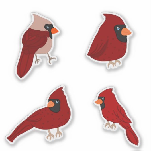 Cartoon Cardinal Sticker Pack (Voorkant)