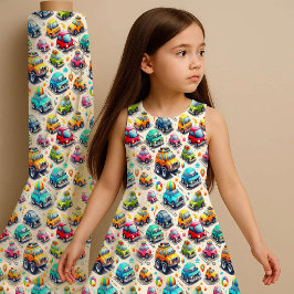 Cartoon Cars Colorful Kids Nursery Fabric Print Stof