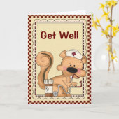 Cartoon Cartoon Eekhoorn Get Well Kaart (Gele Bloem)