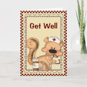Cartoon Cartoon Eekhoorn Get Well Kaart