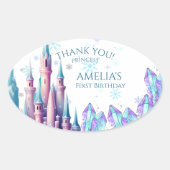  Cartoon Castle 1st Birthday Paper Ovale Sticker (Voorkant)