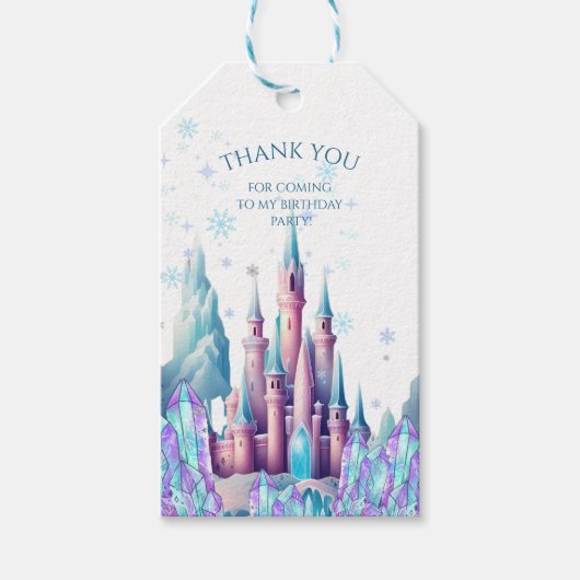 Cartoon Castle Frozen Kingdom 1st Birthday Cadeaulabel (Voorkant)
