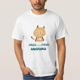 Cartoon Cat Anapana Meditation Inhale Exhale T-shirt