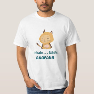 Cartoon Cat Anapana Meditation Inhale Exhale T-shirt