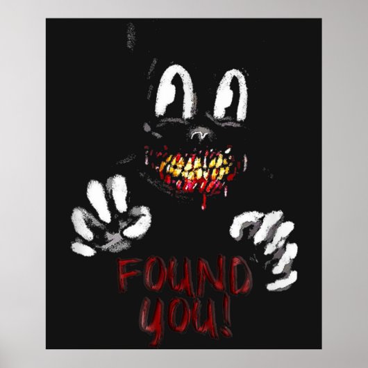 Cartoon cat Creepy Horror trick or treat Poster (Voorkant)