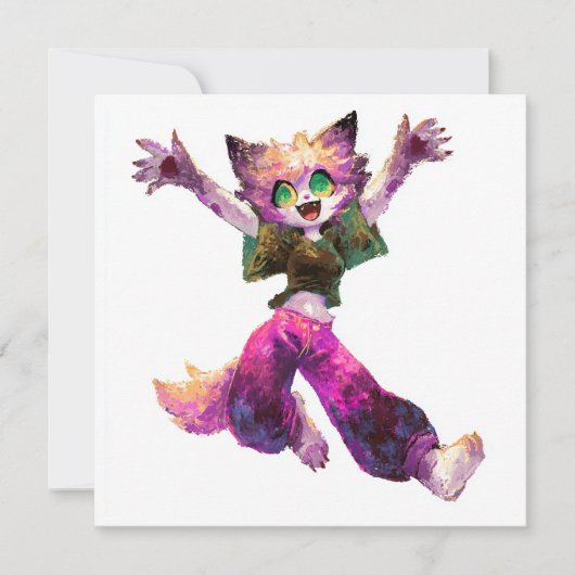 Cartoon Cat Dance Party Theme Kaart (Voorkant)