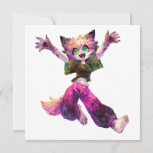 Cartoon Cat Dance Party Theme Kaart