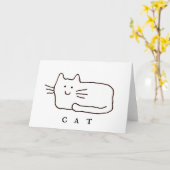 Cartoon Cat Doodle Line Art Folded Greeting Card Kaart (Gele Bloem)