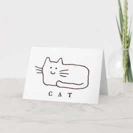 Cartoon Cat Doodle Line Art Folded Greeting Card Kaart