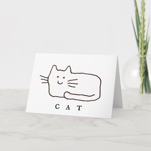 Cartoon Cat Doodle Line Art Folded Greeting Card Kaart (Voorkant)