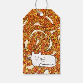 Cartoon Cat Doodle Line Drawing Gift Tags Cadeaulabel