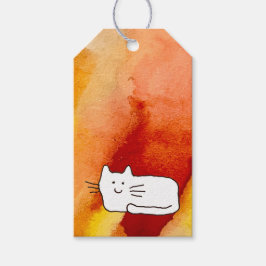 Cartoon Cat Doodle Line Drawing Gift Tags Cadeaulabel