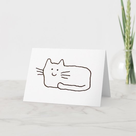 Cartoon Cat Doodle Line Drawing Greeting Card Kaart (Voorkant)