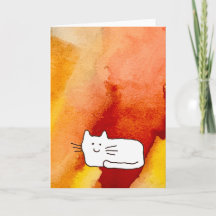 Cartoon Cat Doodle Line Drawing Greeting Card