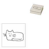Cartoon Cat Doodle Line Drawing Wood Art Stamp Rubberstempel (Gestempeld)