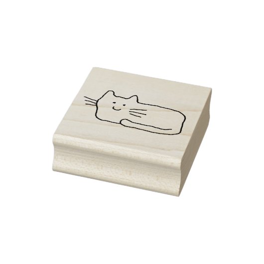 Cartoon Cat Doodle Line Drawing Wood Art Stamp Rubberstempel (Stempel)
