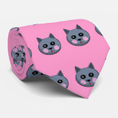 Cartoon Cat Face Stropdas (Opgerold)